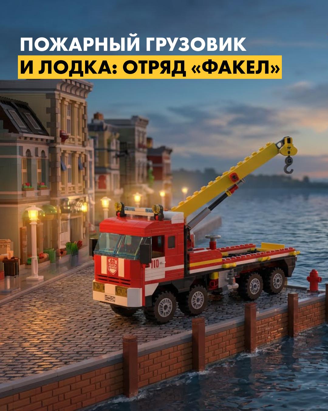 Пожарный грузовик и лодка — отряд «Факел»